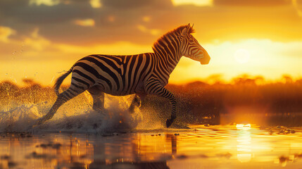 Fototapeta na wymiar Zebra in savana