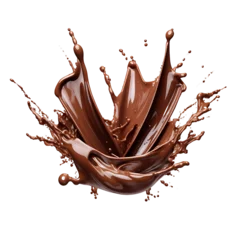 Zelfklevend Fotobehang Chocolate Stream Clarity Cutout, Ensuring Precise and Well Defined Culinary Visual Elements © Novian