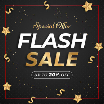 Flash Sale Vector with gift box design background with discount up to 20% off. Special Offer. Vector illustration.	
