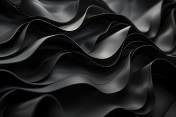 Obraz premium Silken Waves: A luxurious dance of black fabric, captured in a still that whispers tales of elegance and grace.