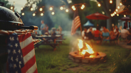 Sizzling Summer BBQ: Patriotic 4th of July Cookout Delight, Generative AI