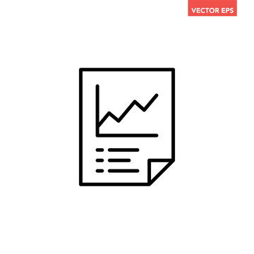 Black single financial statement line icon, simple business report flat design vector pictogram, infographic interface elements for app logo web button ui ux isolated on white background