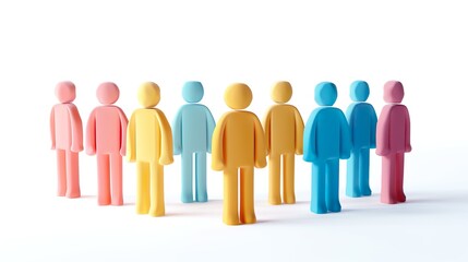 Colorful People 3d icon on white background, teamwork
