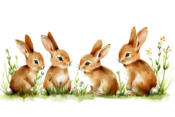 Fototapeta premium rabbits in the grass with a transparent background, PNG file 
