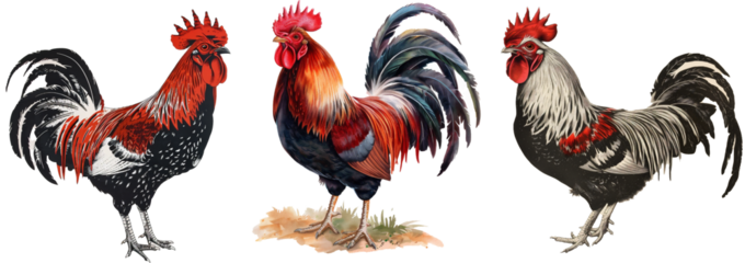 black and red rooster with a transparent background