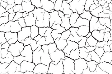  Cracked ground surface texture. Vector illustration. Monochrome background of coarse soil