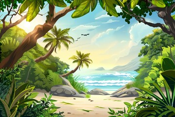 Lush Nature Background with Vibrant Greenery. Serene Landscape for Relaxation.