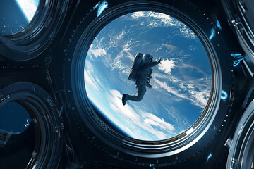 Astronaut floating in space