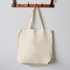 white tote bag hanging