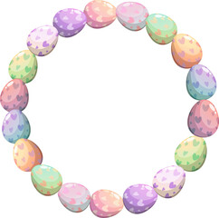 Easter wreath with flowers and eggs for greeting card