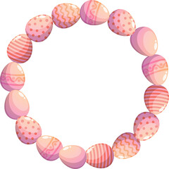 Easter wreath with flowers and eggs for greeting card