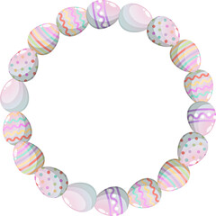 Easter wreath with flowers and eggs for greeting card