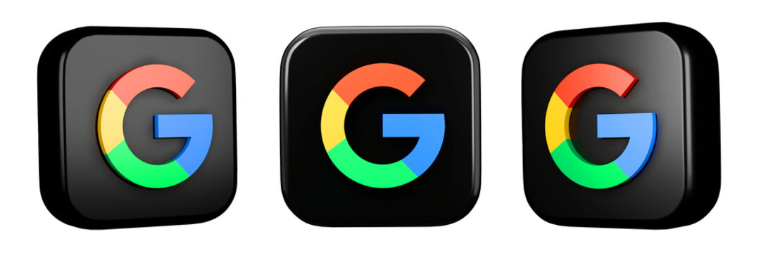 Google App logo in black rounded 3D render icon design concept element isolated transparent background.