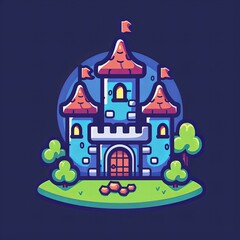Naklejka premium Flat vector logo of a game castle