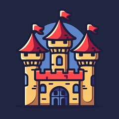 Flat vector logo of a game castle