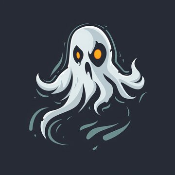 Flat vector logo of a game ghost, blue octopus