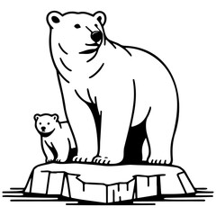 Polar Bear Standing on Ice Float.