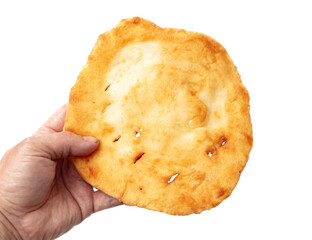 Fried flatbread isolated on white background