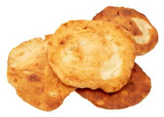 Fried flatbread isolated on white background