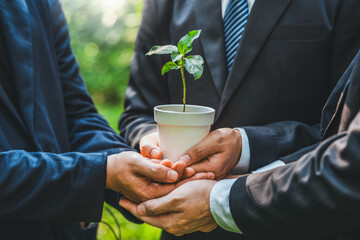 Environmental Collaboration in green business people conserve the green business growing with...