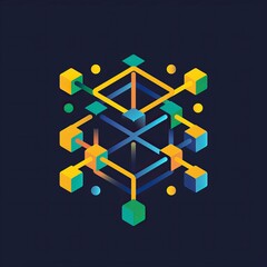 Flat vector logo of a blockchain network