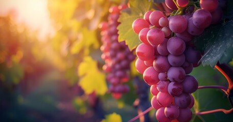 Lush Vines - Grapes Grow in Abundance, Anticipating a Generous Harvest - obrazy, fototapety, plakaty