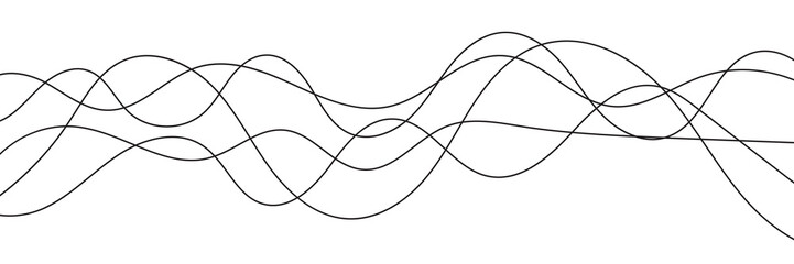 Thin line wavy background. Abstract black lines wave curve motion on white background vector