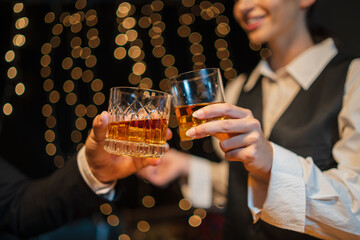 Businessmen in suits drinking  Celebrate whiskey