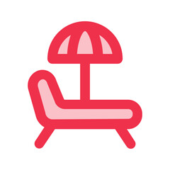beach chair outline fill icon