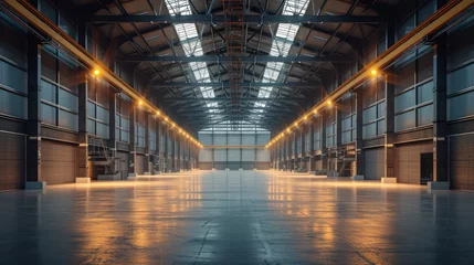 Foto op Aluminium The Vast Expanse of an Empty Facility in Prime Logistics Center Real Estate © lander