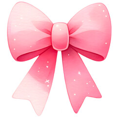 Watercolor pink bow clipart with transparent background - 744981757