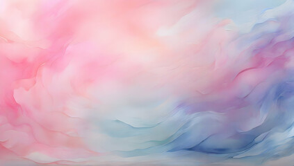 Watercolor blurred colored abstract background. Smooth transitions of iridescent colors. Gradient light blue and peach pink backdrop. Background illustration.