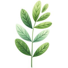 Green leaf watercolor clipart with transparent background