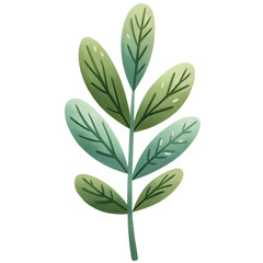 Green leaf watercolor clipart with transparent background