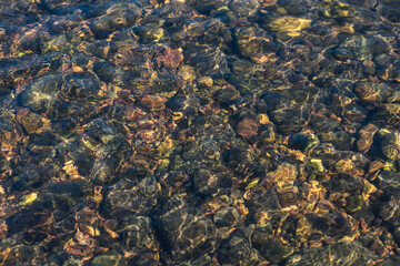 Clear river water and pebbles