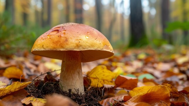 The Orange Birch Bolete, Leccinum Versipelle, An Edible Mushroom Highlight of the Autumn Forest