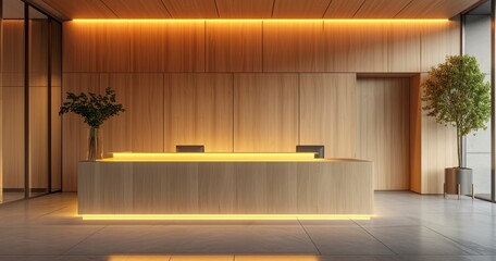 The Elegant Emptiness of a Modern Reception Desk in Office or Hotel