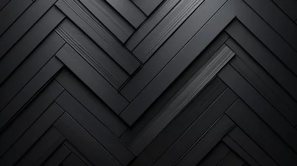 Poster Modern Black Wooden Panel Texture, sophisticated close-up of modern black wooden panels arranged in a herringbone pattern,  © Rana