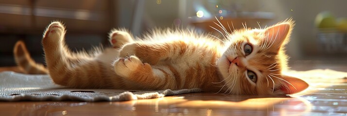 Adorable kitten in modern 3D animation style