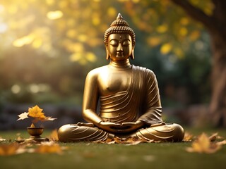 Meditating Golden Buddha Statue