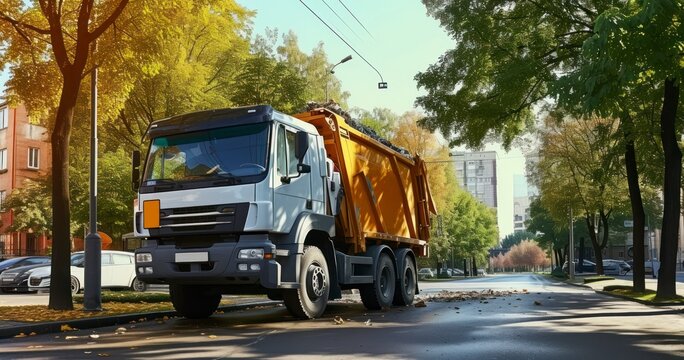 A Garbage Truck Dedicated to Outdoor Cleanliness