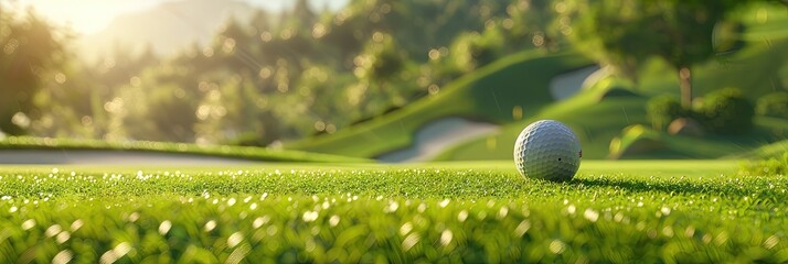 Golf ball on the golf course  - obrazy, fototapety, plakaty