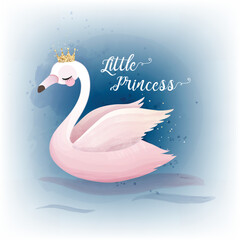 Swan princess flat design illustration