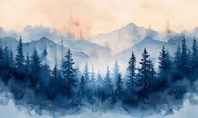 Beautiful nature landscape with mountains and pine tree, generated by AI