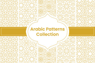 Set of Golden Arabic Patterns on white Background, Vector