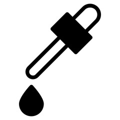 Dropper bottle with serum or oil, linear icon. Cosmetic product in vial with pipette.