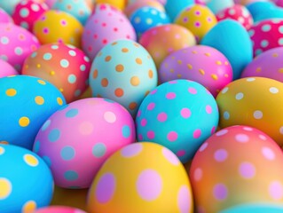Fototapeta premium Vibrant Easter eggs backdrop, radiating cleanliness and brightness
