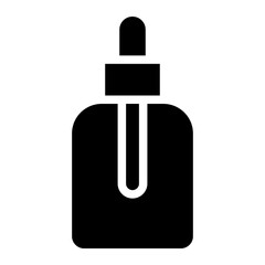 Dropper bottle with serum or oil, linear icon. Cosmetic product in vial with pipette.