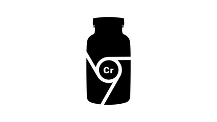 Chromium food supplement, black isolated silhouette