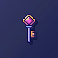 Flat vector logo of a game key